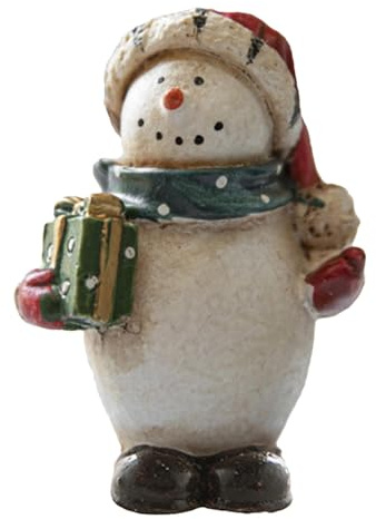 COMFOLIVING Figuras de muñeco de nieve navideño, estatua de muñeco de nieve interior, figura navideña pintada de muñeco de nieve de resina, figuras de muñeco de nieve, coleccionables, decoración de