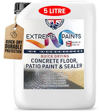 TRADE SUPPLIES UK - Extreme Quick Drying Concrete Floor, Patio Paint & Sealer - Water Based, Durable & long Lasting - Industrial & Domestic Spaces - Light Grey, 5L