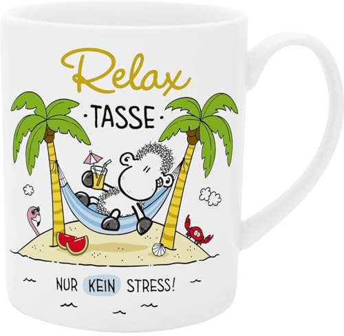 Sheepworld XL-Tasse mit Spruch Relax | Riesentasse aus Porzellan, große XL Jumbo-Tasse, 60 cl, mit Spruch | Geschenk für den Freund, Freundin, Geburtstagsgeschenk | 74124