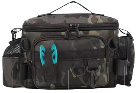 Angeltasche – Angelausrüstungstasche mit mehreren Taschen | multifunktionale Angelrutentasche, tragbare Angelausrüstung für Angelköder, Rollen oder Werkzeuge. Tragen: aus dickem Oxford-