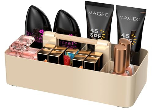 Nicphyn Weiß Schminktisch Organizer, Make Up Badezimmer Kosmetik Badschrank Organizer, Plastikbox, Kleine Aufbewahrung Badezimmer, Kunststoffbox, Kleine Box, für Organisieren Kosmetik Lippenstif