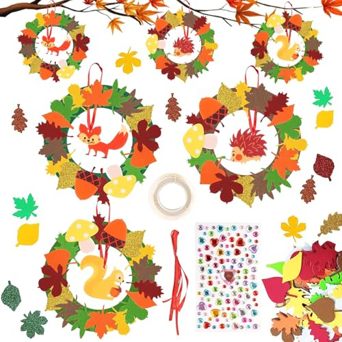 MaibaoteMbt Filz Bastelset für Herbst Deko, 3 Piezas Kreativsets, DIY Fensterbilder Bastelset, Tier Bastelsets für Kinder