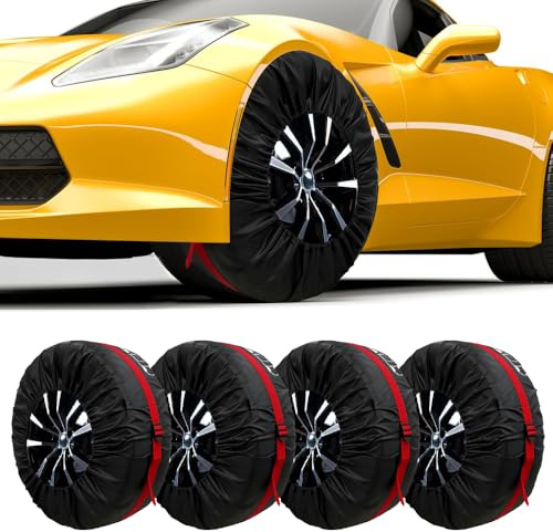 UHETLET 4 Pezzi Borse per Pneumatici Auto 19-23 Pollici Copriruota di Scorta Impermeabile Antipolvere Borse Porta Gomme Sacchetti per Pneumatici Custodia Protettiva per Pneumatici per Pneumatici Auto