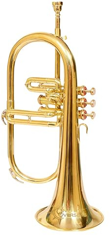 ONLIEST OVERSEAS Flügelhorn 3 Ventile Messing Instrument mit Warmton Glatte Ventile für Musiker und Studenten