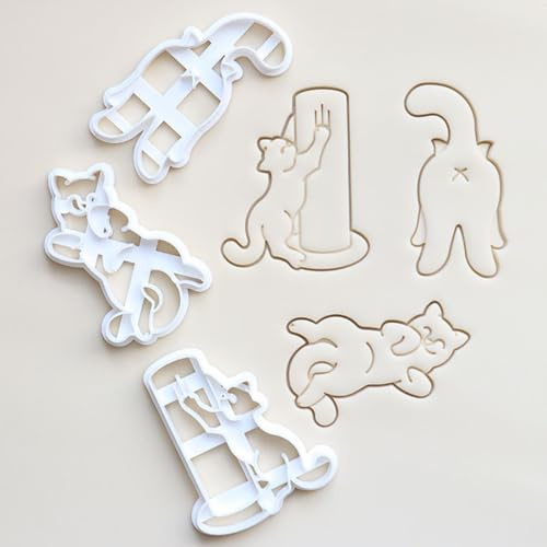 Ausstechformen Katze, 3 Stück Plätzchenausstecher Katze, 3D Keksausstecher Katzen Ausstecher, Plätzchen Ausstechform für Kinder Geburtstag Katzen Party Dekoration