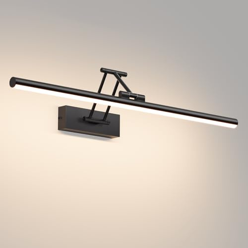 Klighten Led Miroir Lampe Salle de Bain 60cm,20W 1500lm Lampe pour LED Applique Rotating Ip44, Aluminium Applique Murale, Miroir Salle de Bain Blanc naturel 4000K,Noir