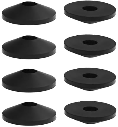 8pcs Toilet Seat Fittings, M8 Rubber Washers Toilet Seat Fixings, Non Slip Toilets Seat Fixing, Replacement Conical Hinge Fitting for Conical Washers, Loose Seats Black
