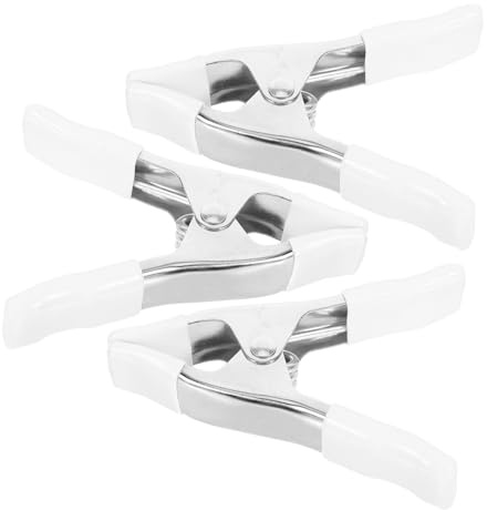 TEHAUX 3pcs Heavy Duty Plastic Spring Clamps, White Backdrop Clips for Photography, Durable Clips Set for Backdrop Stand and Home Use