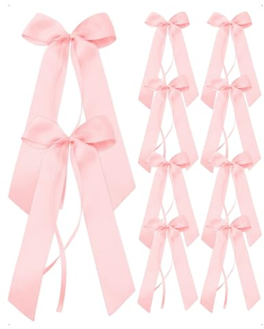 SanKristo 10 Pièces Noeud Satin Voiture Mariage, Décoration Nœuds Cadeau pour Emballage Cadeaux, Bricolage, Sapin de Noël, Décoration de Mariage, Déco de Table, Rose