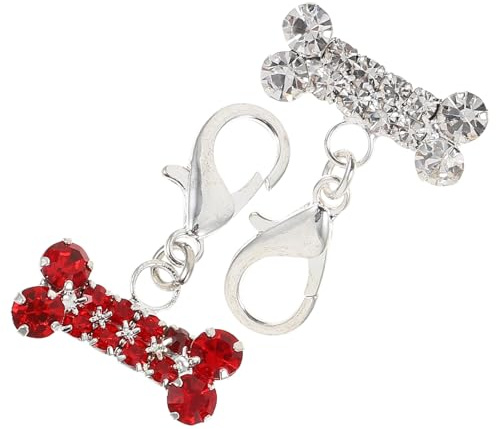 CIYODO Modische Hundehalsband Anhänger Leicht zu Befestigen 2 Stück aus Legierung mit Strass Rostfrei als Taschen oder Haustierhalsbandanhänger