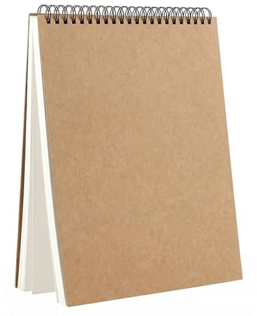 2 Pack A4 Sketch Books Hard Back Cover Spiral Bound Sketch Pad, 160gsm Thick Kraft Paper 60 Pages Twin Wire Drawing Pad for Art Students Kids and Artists
