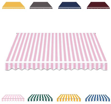 HOUKOIKBUG Tessuto di Ricambio per Tenda da Sole Retrattile 300x250cm Tende da Sole per Balconi Protezione Solare Telo di Ricambio Impermeabile Multicolore(Pink,10x8ft/300x250cm)