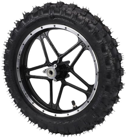 Asixxsix Ensemble de Pneu de Jante de Roue de Vélo Tout-Terrain de 10 Pouces, Arbre de 12 Mm, Pneu et Jante en Caoutchouc de 2,50 à 10 pour Mini Vélos électriques de Poche, Vélos (Arrière)