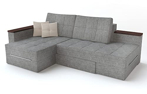VitaliSpa Sofa L Form, Schlafsofa mit Bettkasten, Grau, 160 x 240 cm Linke Ecke