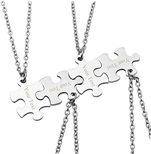 Personalized Master Gravur Partnerketten Puzzle Anhänger Herren Damen Edelstahl Kette Geschenk Souvenir mit 61cm Ketten 4pcs/Set