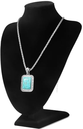 Flexzion Samt-Schmuckständer für Halsketten, Schmuck, freistehender Anhänger, Kette, Choker, Medaillonhalter, Aufbewahrung, Organizer, Figur, 25,4 cm (schwarz)