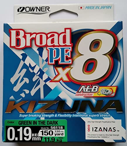 Owner Kizuna 8braid 135m - geflochtene Schnur zum Spinnfischen, Farbe:Grün, Durchmesser/Tragkraft:0.19mm / 10.2kg
