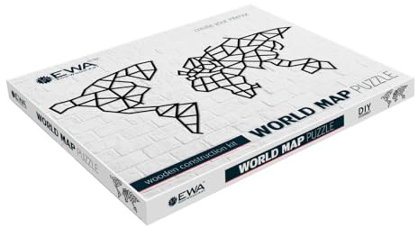 EWA Eco-Wood-Art - Carte du Monde - Puzzle Mural en Bois - Puzzle pour Adultes et Adolescents - Assemblage sans Colle - 324 pièces