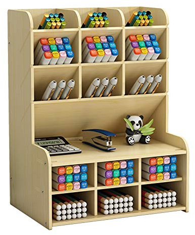 Holz-Schreibtisch-Organizer, große Kapazität, Stifthalter, Aufbewahrungsbox, Schreibtisch, stationäres Aufbewahrungsregal, Stift-Organizer-Caddies für Büro, Zuhause und Schulbedarf (B15-weißer Ahorn)