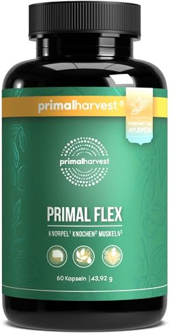 Primal Harvest® Gelenk Aktiv Plus - 60 hochdosierte & laborgetestete Kapseln mit Magnesium und Vitamin C - Hyaluronsäure, Kollagen