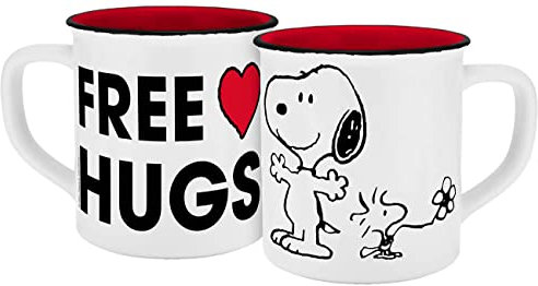 infinite by GEDA LABELS Taza Peanuts Free Hugs con aspecto de esmalte, 400 ml