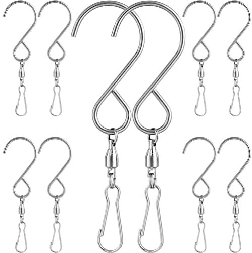 Happyyami Drehhaken Wind Drehclip-aufhängehaken: 10 Stück Winddrehhaken 360 Grad Drehbarer Windsack-klangaufhänger Edelstahl Zum Aufhängen Von Windspielen Glockenspinner Kristall- 90 Mm Silber