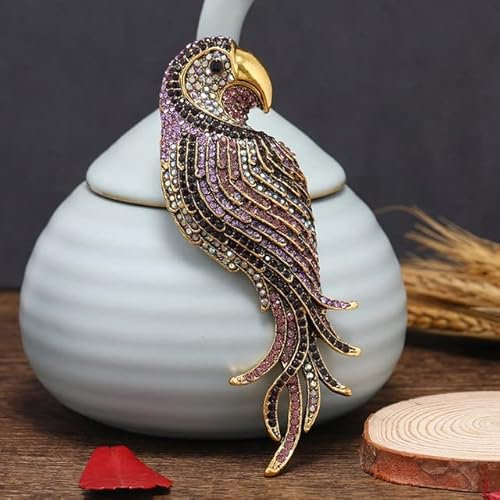 VITAU Strass Perroquet Oiseau Broche Broches pour Femmes Animal Oiseau émail Broches vêtements écharpe Badge Broches Bijoux Cadeau