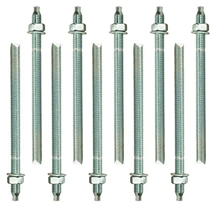 Isolbau Ankerstangen M12 x 160 mm - 10 Stück ETA Zulassung Gewindestange Verbundanker verzinkt mit Mutter & Unterlegscheibe Schwerlast-Anker Schwerlast-dübel