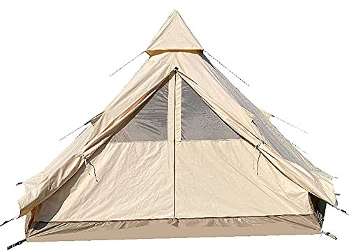 Doppelschichtiges Indianerzelt für 5–8 Personen, Outdoor-Camping, Familienzelt, Baumwoll-Canvas-Glockenzelt für Camping, Glamping, Festival