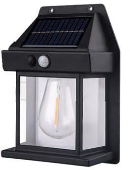 LUCKKY Solar Wolfram Wandleuchte für den Außenbereich, Solar LED Wandlampe, solarlampen für Außen mit Bewegungsmelder, IP65 Wasserdicht, Solarzaunleuchten für Außen Garten (Schwarz)