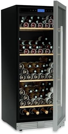 LES PETITS CHAMPS Vinoteca independiente 160 botellas CAVCE160, 333L de capacidad, elegante diseño en acero inoxidable, regulable de 5°C a 22°C, anti-UV, LED