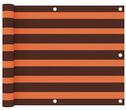Camerina Balkon-Sichtschutz Orange und Braun 75x500 cm Oxford-Gewebe Windschutznetz Sichtschutz Balkon Ohne Bohren