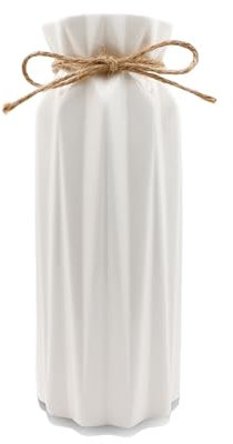 Vaso bianco alto 21,5 cm smaltato, vaso da fiori moderno in ceramica con cordone di iuta, vasi decorativi per fiori di erba pampa fiori secchi, vaso boho per l'arredamento del soggiorno di casa