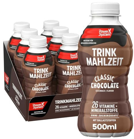 Power System Trinkmahlzeit Classic Chocolate 6 x 500ml leckere Mahlzeitenersatz, 33g Protein, 26 Vitamine + Mineralstoffe inkl. 1,50€ Pfand