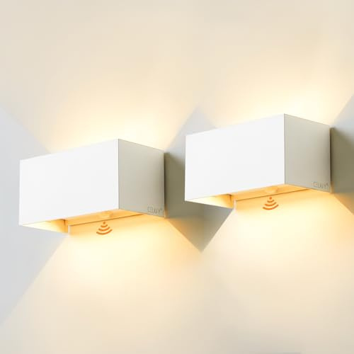 CELAVY LED Außenlampe Außenleuchte mit Bewegungsmelder, 2 Stücke Up Down Wandleuchte Wandlampe aussen, IP65 Aussenlampe Aussenleuchte Lampe Wand, Außenbeleuchtung Ausenbeleutung Hauswand, Weiß