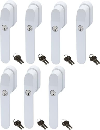 ABUS FG400W, abschließbarer Fenstergriff in weiß im Set 7 Stück, alle gleichschließend AL0125 mit vierzehn Schlüsseln