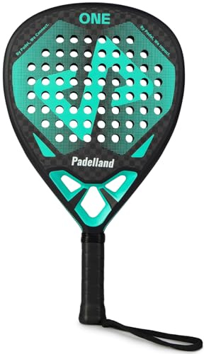 Generic PADELLAND Padel/Pop Tennis Paddle Series Carbon Fiber Racquet, 17.91x10.23x1.5 inches, 0.8 lbs, 12K Carbon Fiber Construction, blue-green