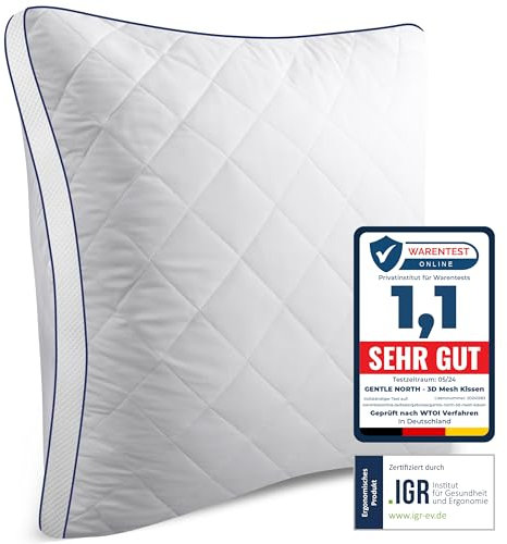 Gentle North Hochwertige Kopfkissen 80x80 cm groß in Hotelqualität - Flauschiges, gut gefülltes Schlafkissen für Allergiker geeignet (Ökotex 100 Zertifiziert) - 60° Waschbar