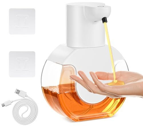 Seifenspender Automatisch, 420ml Wandmontage Seifenspender USB Wiederaufladbar Berührungsloses Elektrischer Seifenspender mit Sensor Infrarot & 4 einstellbare Stufen IPX5 Wasserdicht für Küche & Bad