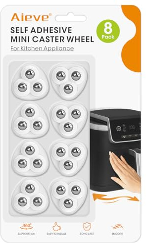 Aieve Self Adhesive Caster Wheels, 8 Pack Small Furniture Sliders Appliance Rollers, Swivel 360° Universal Appliance Slider Roller Casters for Kitchen Countertop Coffee Maker, Air Fryer, Storage Box