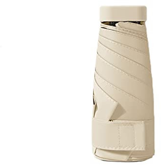 ombrello, ombrello da spiaggia, Mini ombrellone da viaggio for borsa con custodia, protezione UV al 99%, ombrelli da sole e pioggia, portatile compatto for donna uomo colori multipli(Color:Beige)