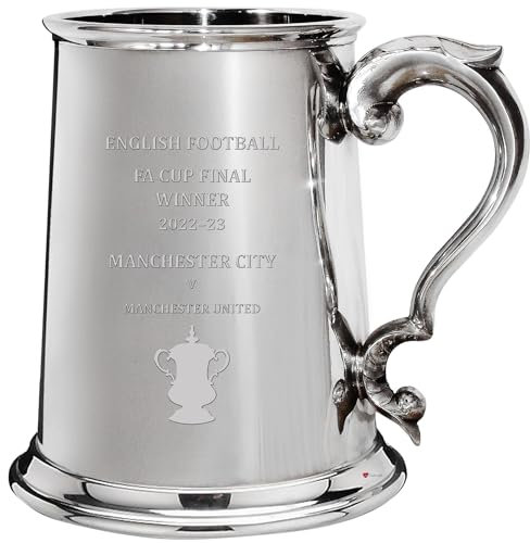 I LUV LTD Tankard Chope pour Man City Vainqueur de la FA Cup Anglaise 2022-23, 1pt Chope en Étain