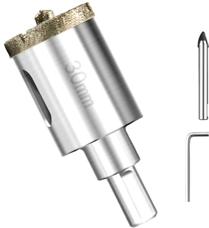 Diamond Drill Bit Hole Saw 30 mm with Centre Drill Professional Diamond Core Hole Drill Tile Drill Glass Drill Metal Hole Saws Universal HSS Hole Saws for Glass Tile Ceramic Marble Limestone