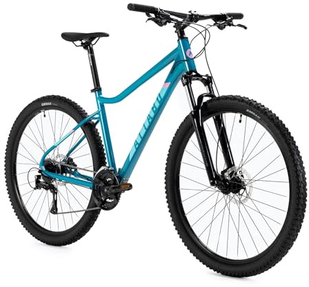 ATTABO Damen Fahrrad Alpe 3.0 mit Aluminiumrahmen 17 Ergonomischer Lenker Hydraulische Scheibenbremsen Türkis Mountainbike mit 29 Rädern mit Zubehör Verstellbarer Sattel 24-Gang Schaltung