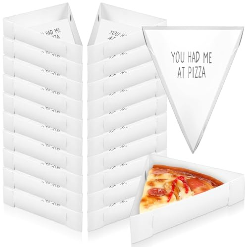 Tioncy 50 Pcs Pizza Slice Box Bulk 9.65x7.28x1.77 Inch Disposable Single Pizza Wedge Plate Wedding Triangle Pan Paperboard Tray Container Holder for Birthday Wedding Bridal Shower Party Supplies