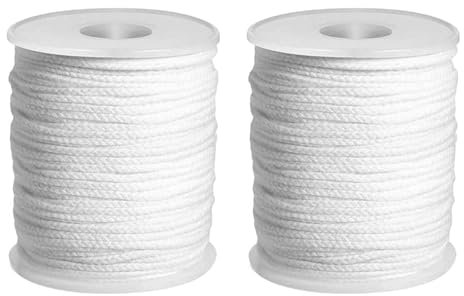 2 Rollen Kerzendocht, Docht Rauchfrei Kerzen, 122m / 61m Kerzendochte Baumwolle, Handmade Geflochtene Dochte für Kerzen, für Osterdeko Basteln Öllampe Hochzeit DIY Duftkerzen