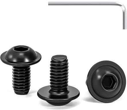 Tunejoy 30 Pièces Vis à Tête Bombée avec Bride M6 x 12 mm Noir Vis à Six Pans Creux en Acier Inoxydable A2 V2A Boulons à Tête Hexagonale avec Clé Allen Filetage Complet