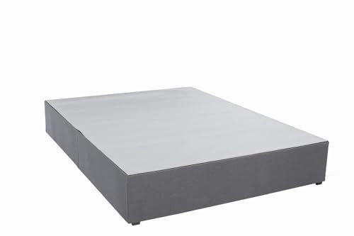Panana Grey Linen Fabric Divan Base Only with/without Drawers and No Headboard - Available in 4FT, 4FT6, 5FT, 6FT (No Drawer, 5FT King)