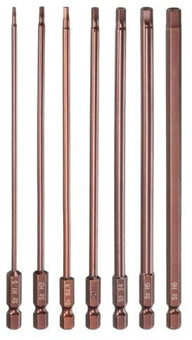 QUARKZMAN 7 Pcs Llave Hexagonal Brocas 1.5/2/2.5/3/4/5/6Mm Métrica 1/4 Hexagonal 6 (150Mm) Longitud Acero S2 Brocas Magnética Destornillador de Impacto Puntas Brocass Hexagonales