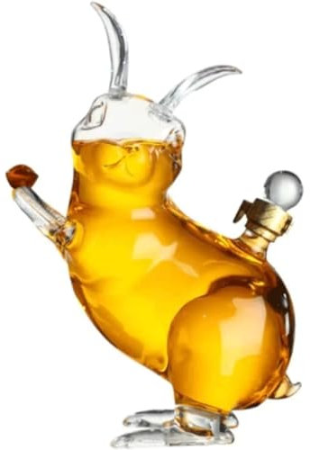 DEFBOW Accessoires de Bar Carafe à Whisky Aérateur de vin scellé et Transparent 1000 ml/33,8 oz Carafe à vin Rouge en Forme de Lapin Carafes à Liqueur délicates